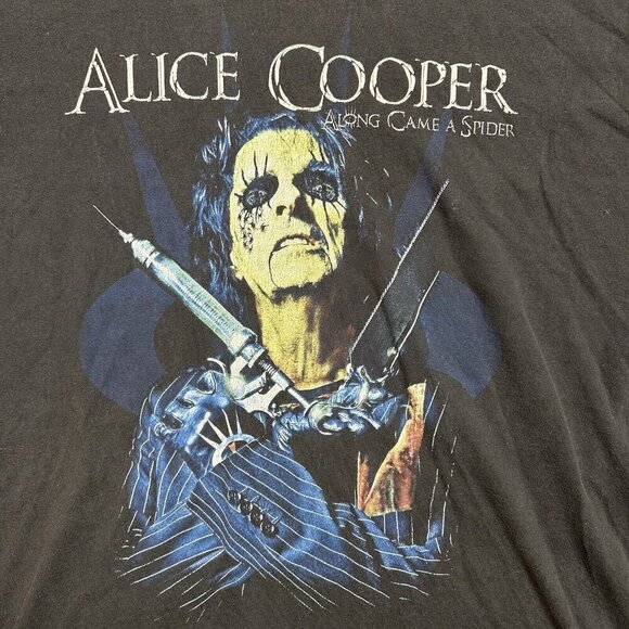 Vintage Y2K Alice Cooper Tour T-Shirt Sz L Rock Band Along Came A Spider 2008 - Picture 3 of 8